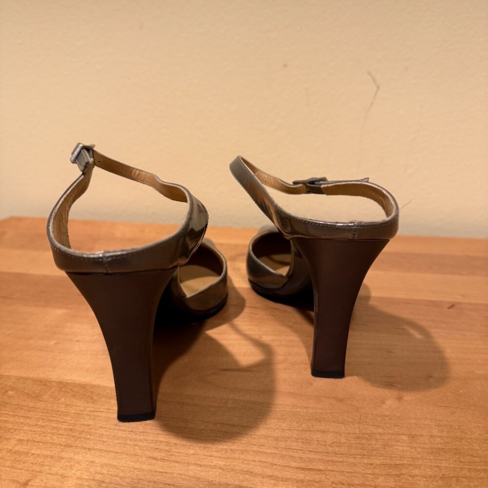 Celine Paris Taupe Patent Slip-on Heels - Picture 4 of 6